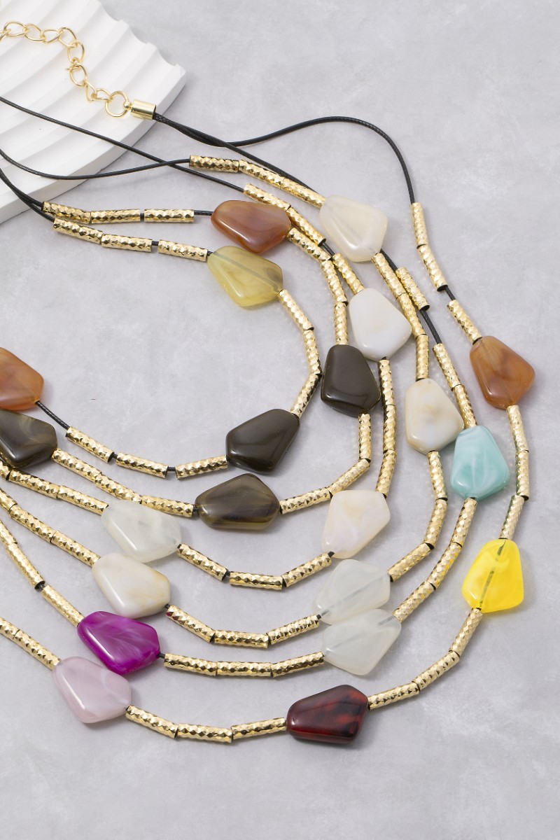 Resin Stone Layered Necklace