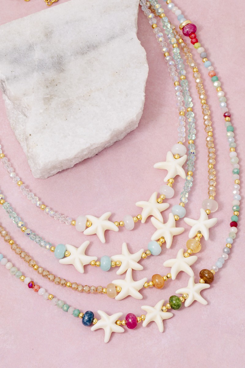 Beaded Starfish Charms Necklace