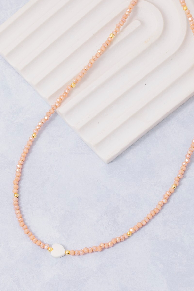 Dainty Multi Beaded Heart Charm Necklace
