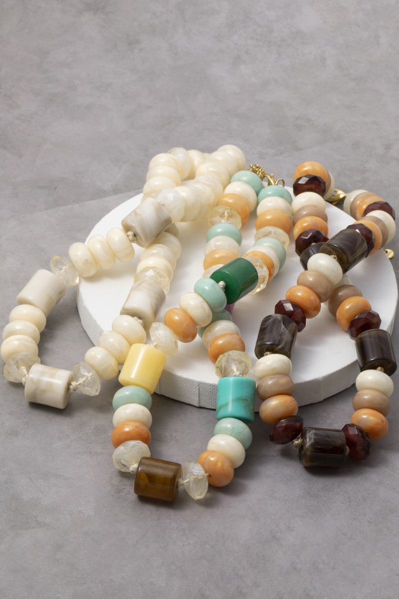 Large Marble Resin Beaded Necklace