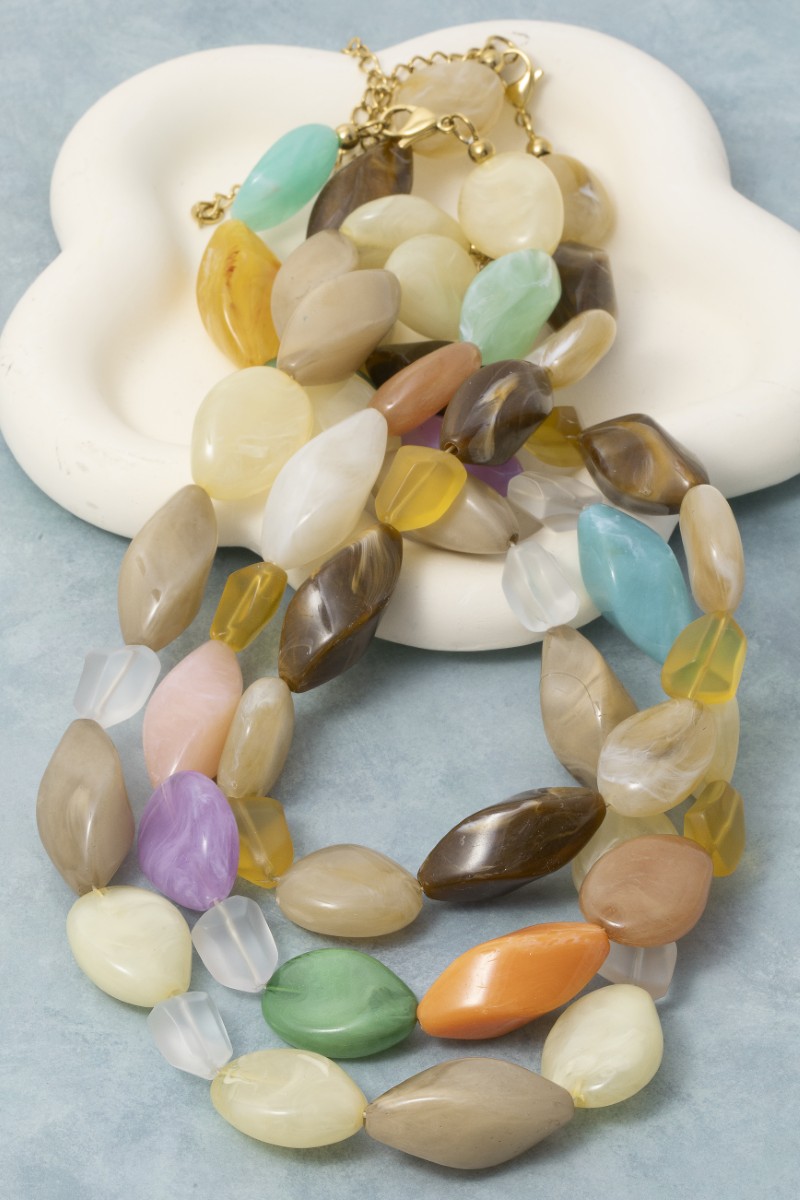Irregular Chunky Marble Resin Beads Necklace