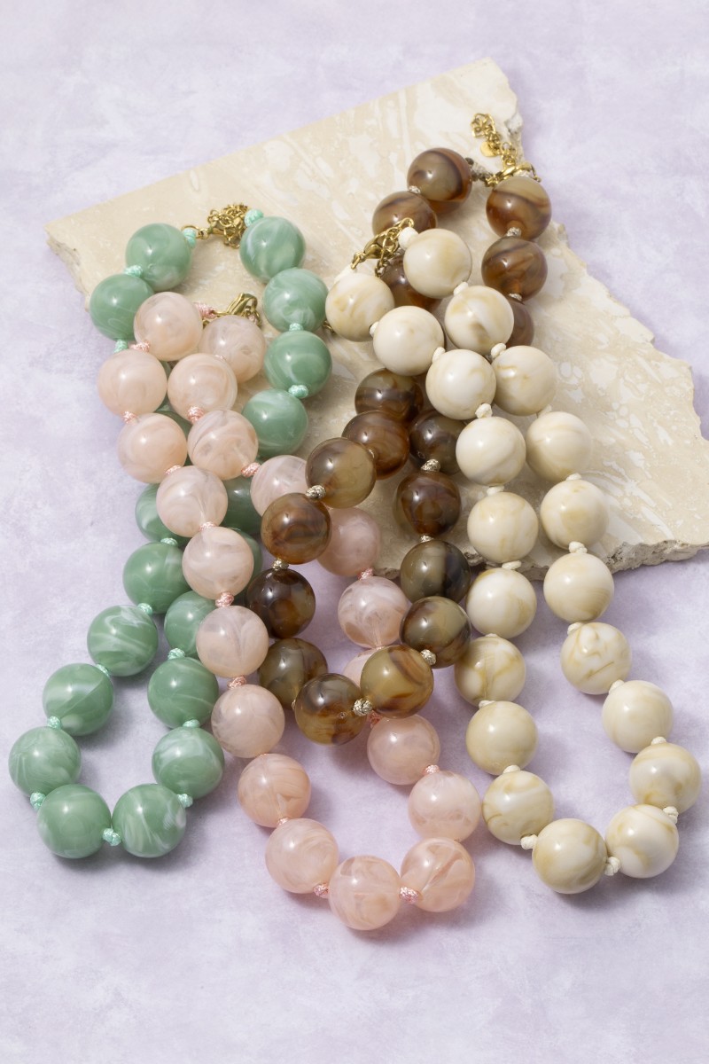 Large Marble Resin Ball Beads Necklace