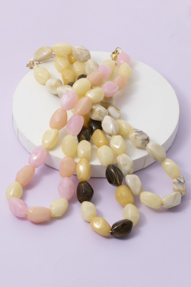 Chunky Marble Resin Beads Necklace