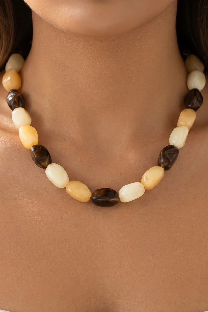 Chunky Marble Resin Beads Necklace