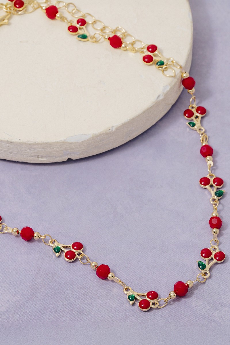 Multi Cherry Fruit Chain Necklace