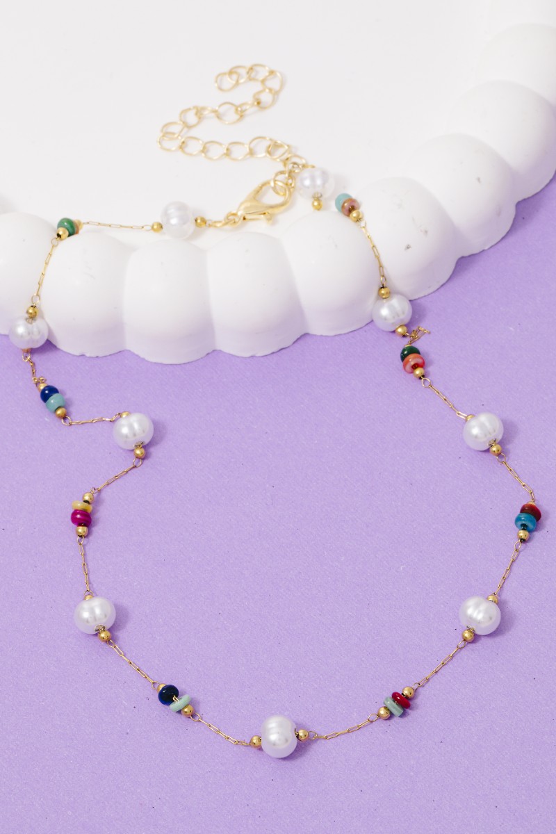 Dainty Chain Bead Station Necklace