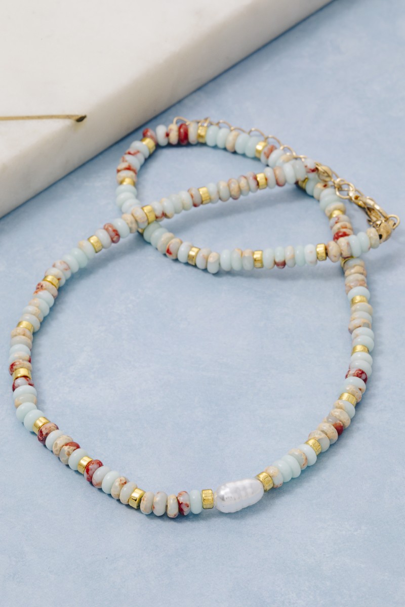 Assorted Earth Tones And Metallic Beaded Necklace