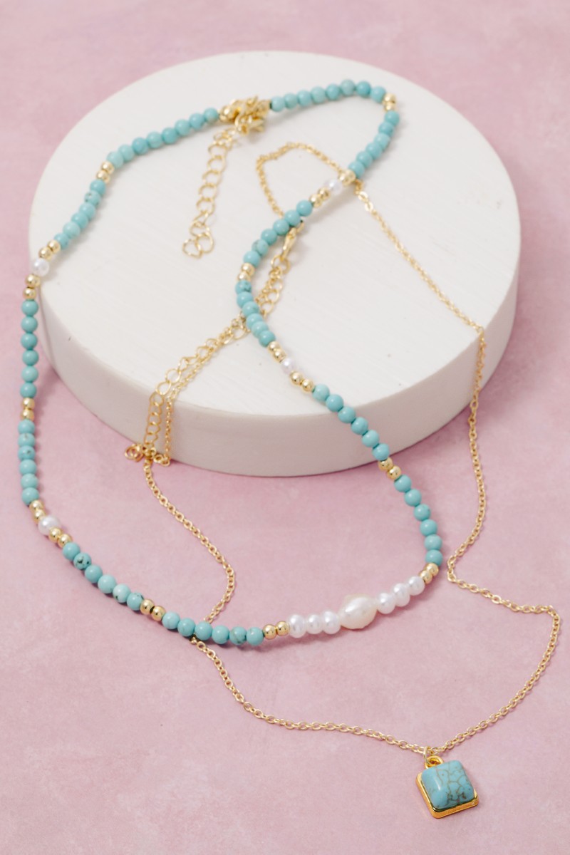 Turquoise Beads And Pendant Necklace