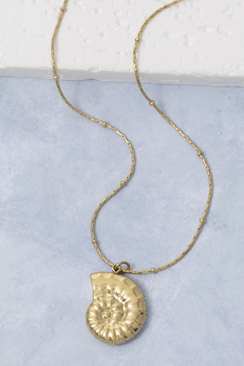 Stainless Steel Spiral Shell Pendant Necklace