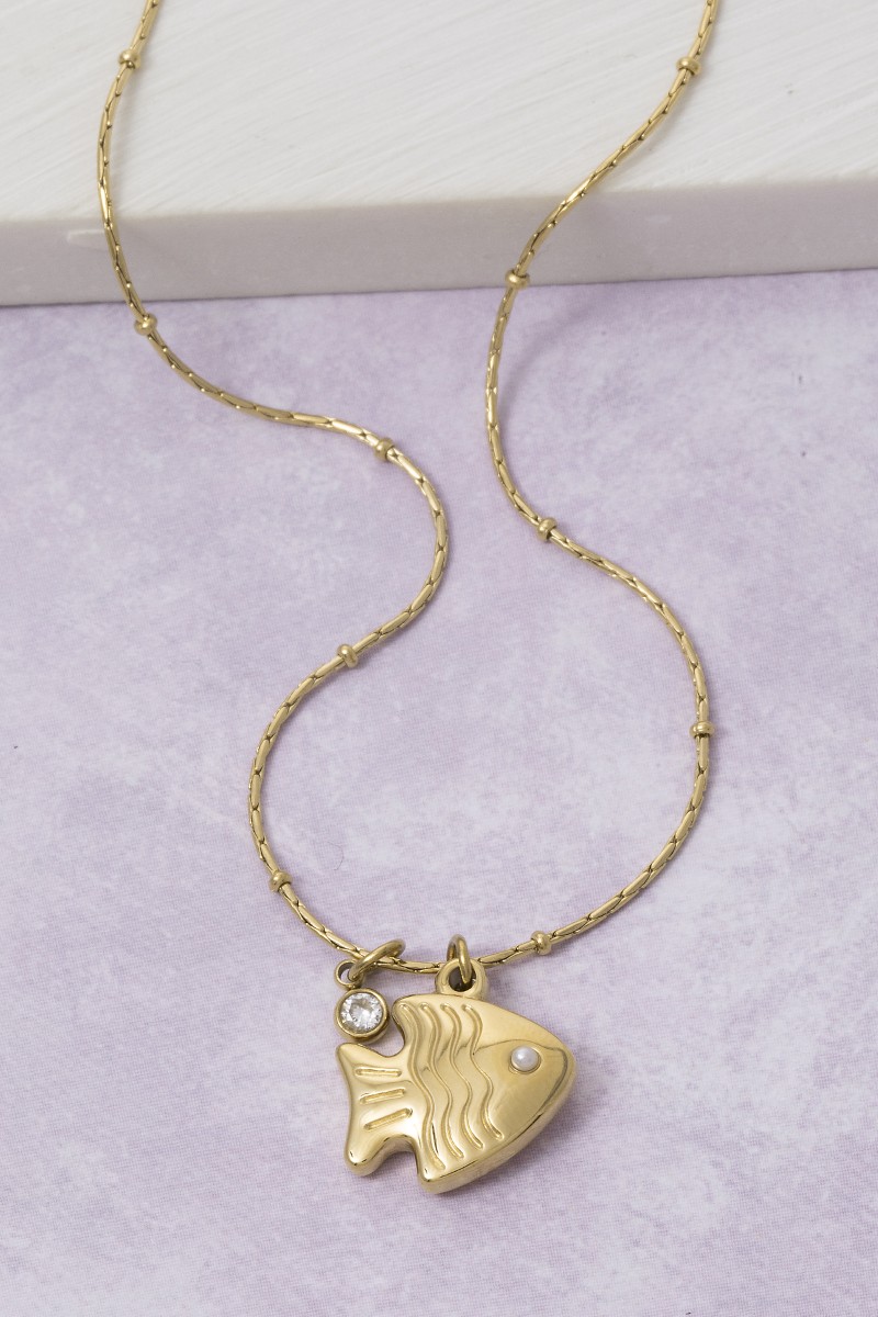 Stainless Steel Fish Pendant Necklace