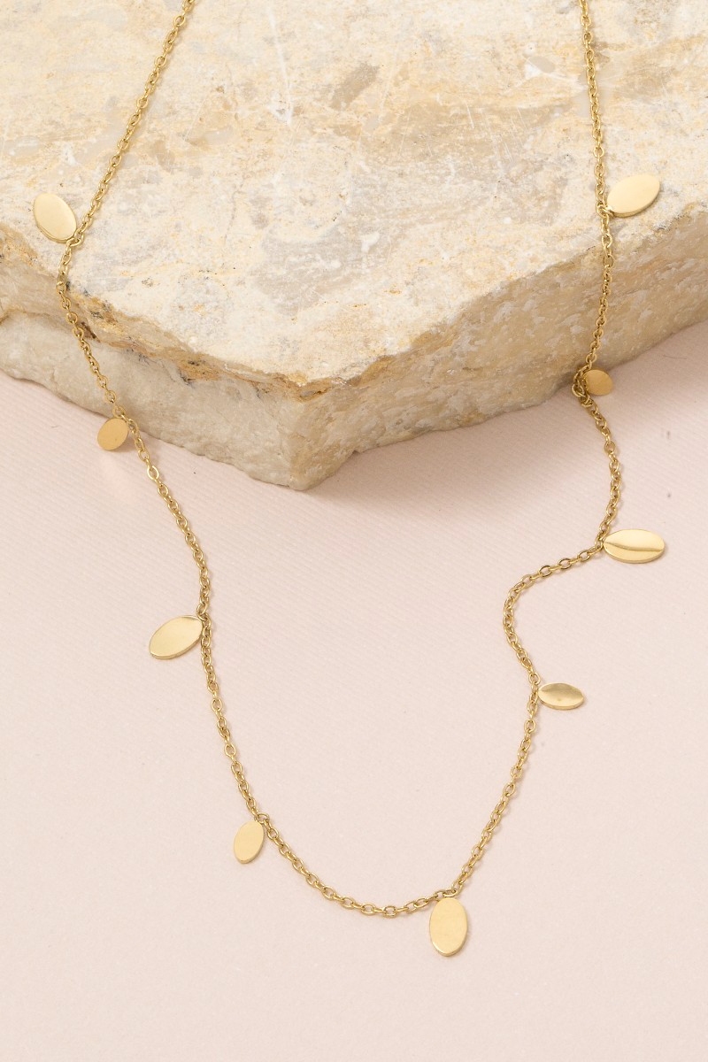 Oval Disc Charm Station Necklace