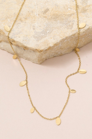 Oval Disc Charm Station Necklace
