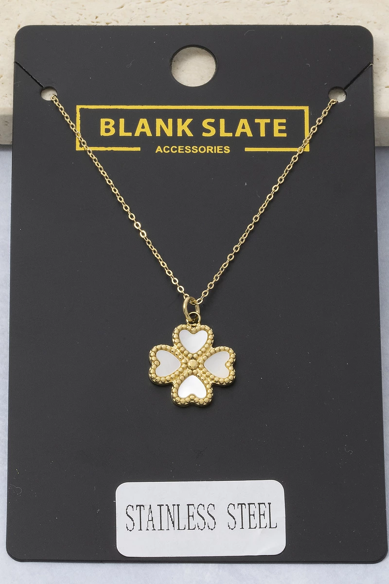 Stainless Steel Clover Mop Pendant Necklace
