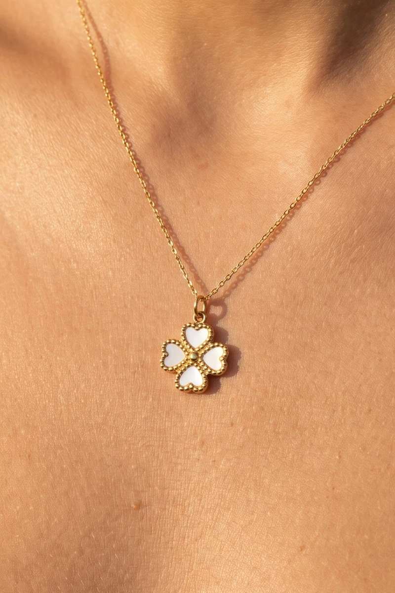 Stainless Steel Clover Mop Pendant Necklace