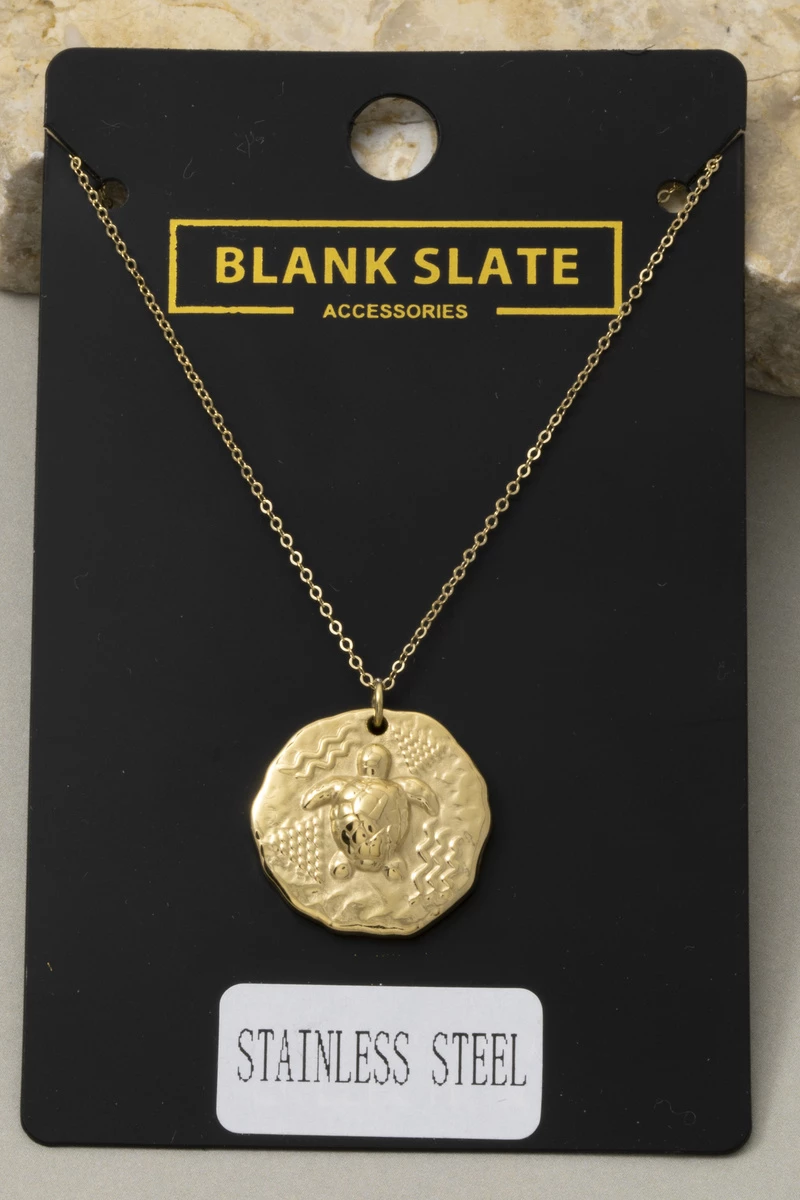 Stainless Steel Sea Turtle Medallion Necklace