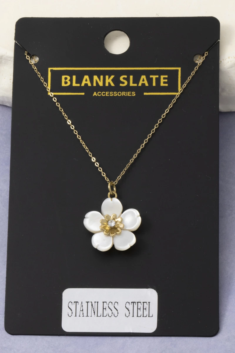 Stainless Steel Flower Pendant Necklace