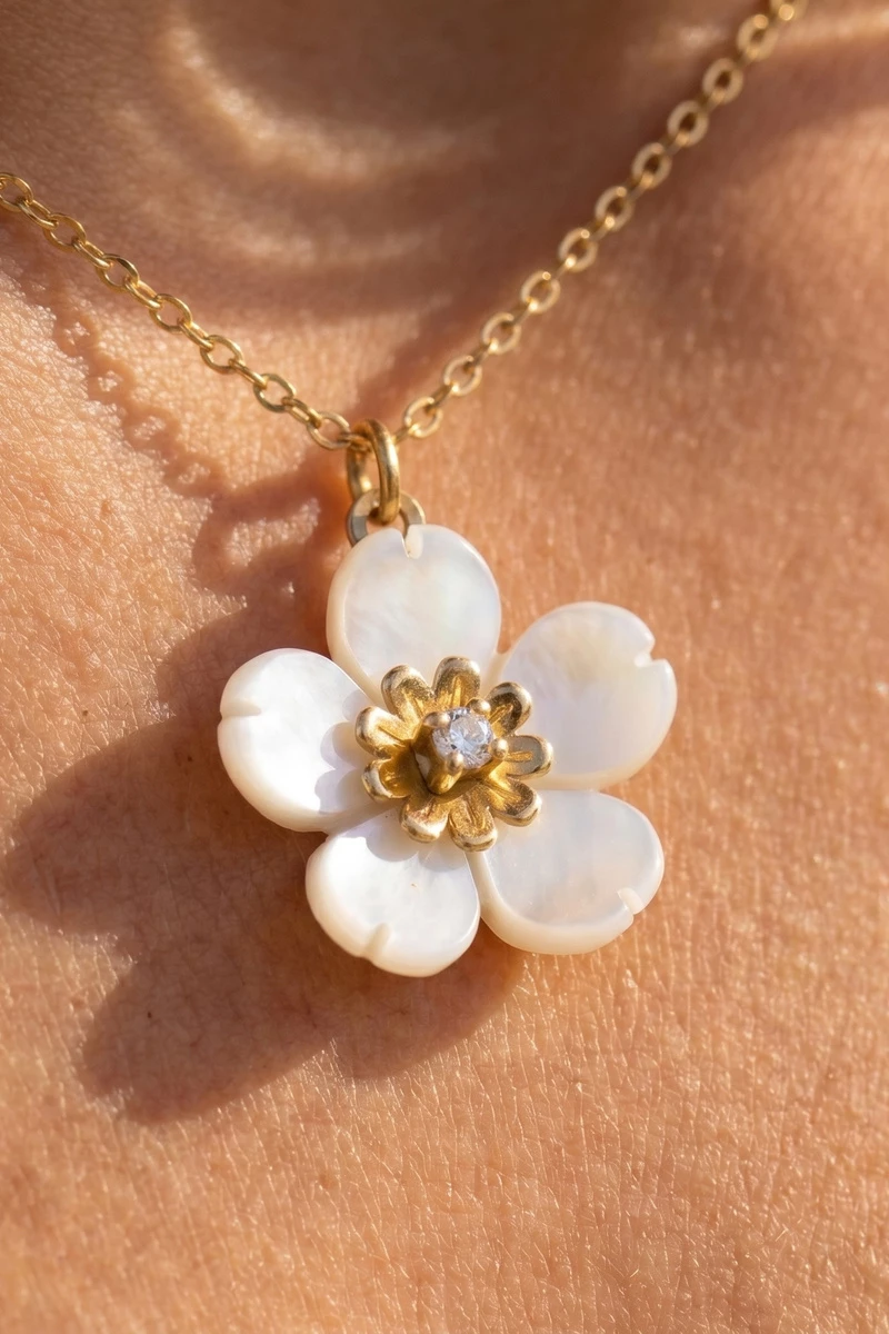 Stainless Steel Flower Pendant Necklace
