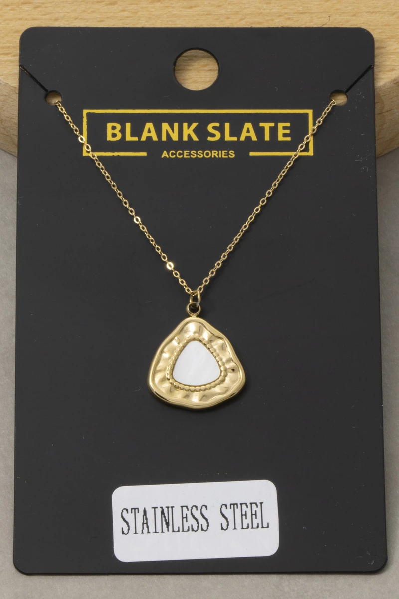 Stainless Steel Organic Shape Mop Pendant Necklace