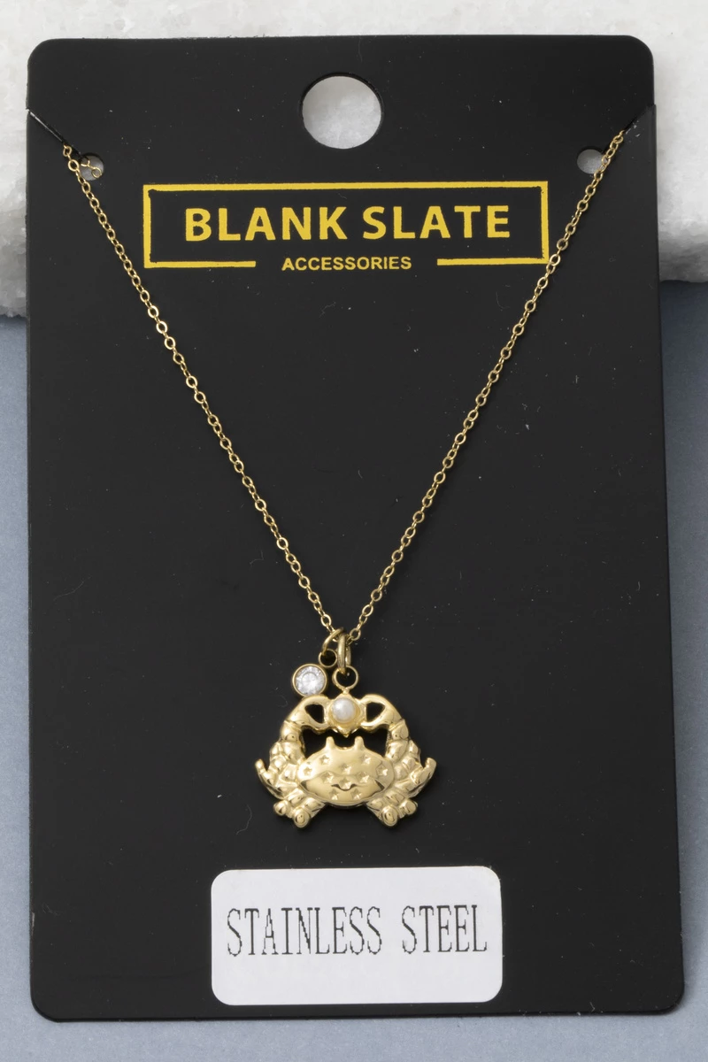 Stainless Steel Crab Pearl Pendant Necklace