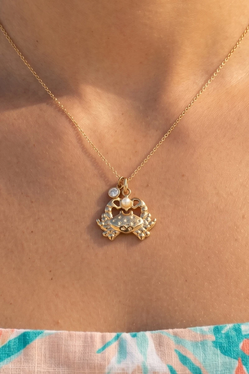 Stainless Steel Crab Pearl Pendant Necklace