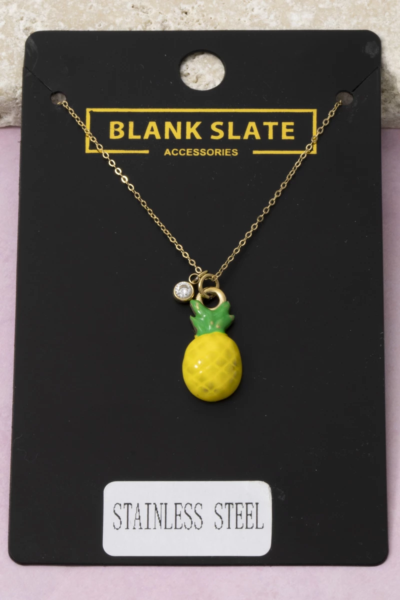 Stainless Steel Pineapple Pendant Necklace