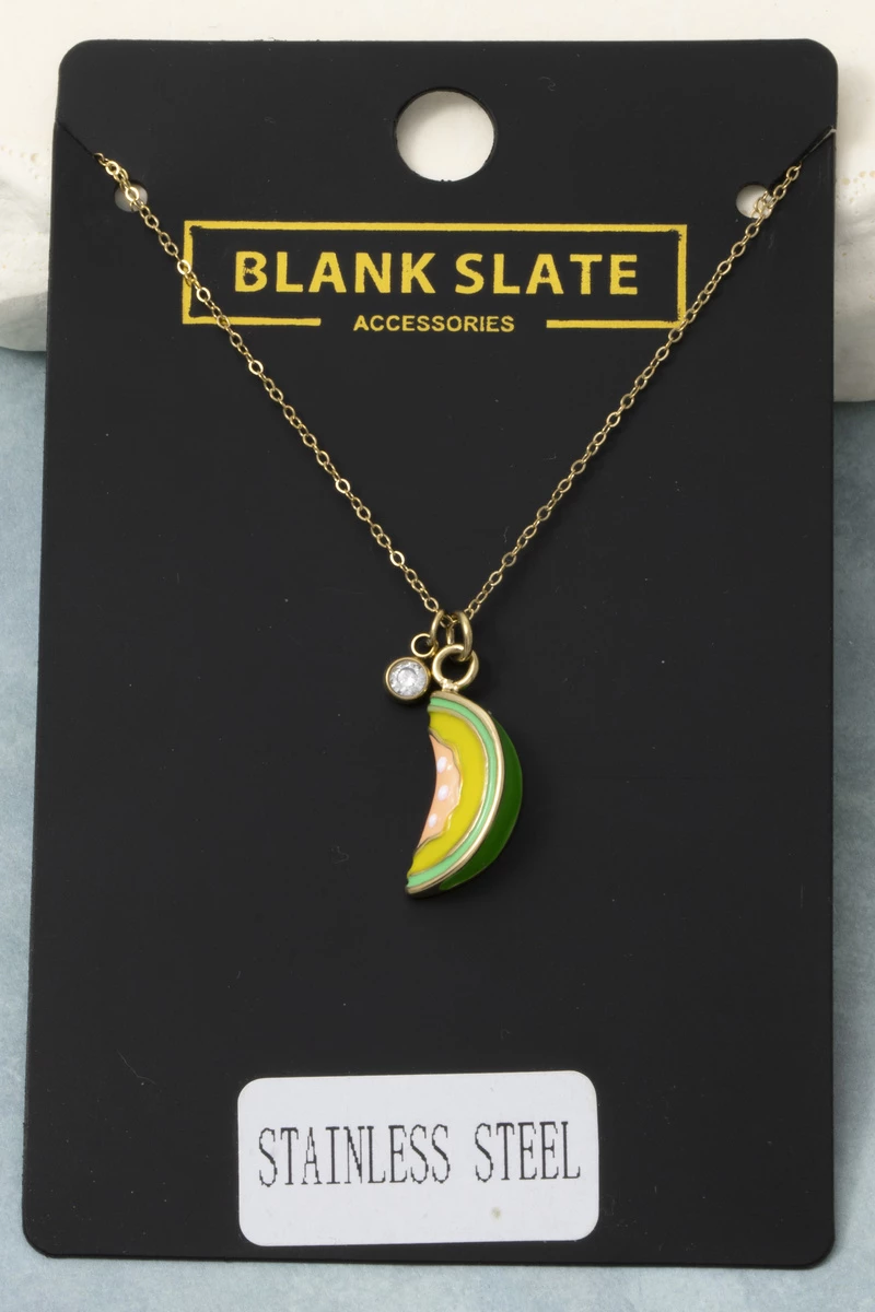 Stainless Steel Melon Slice Pendant Necklace