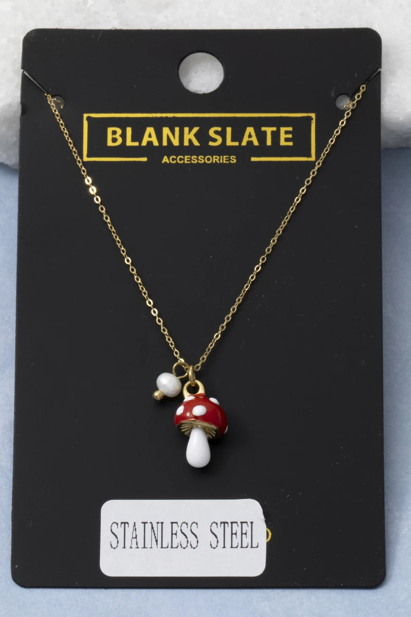Stainless Steel Polka Dot Mushroom Necklace