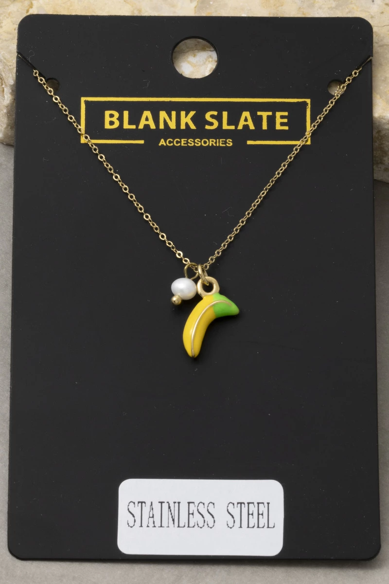 Stainless Steel Banana Pearl Pendant Necklace