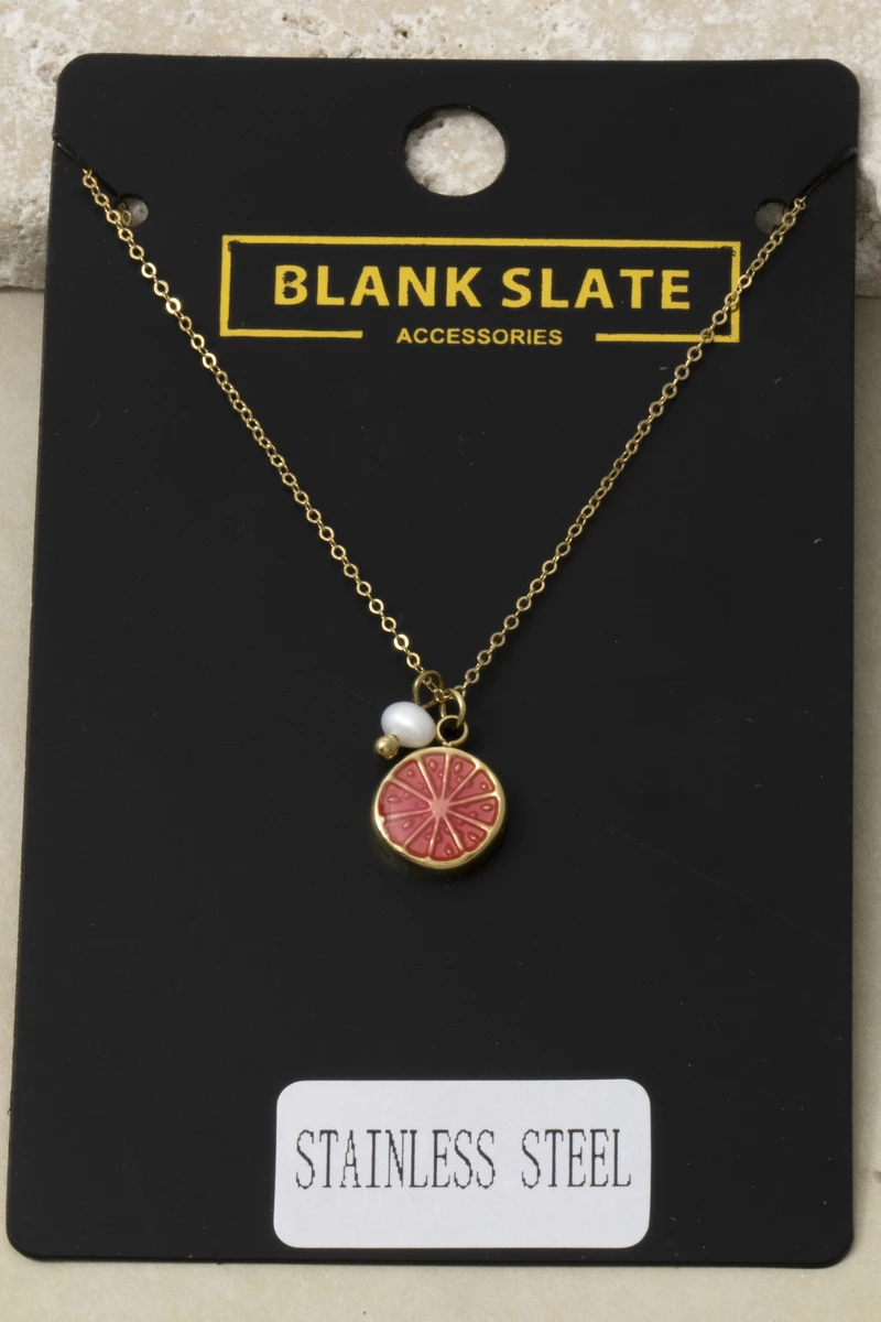 Stainless Steel Grapefruit Slice Necklace