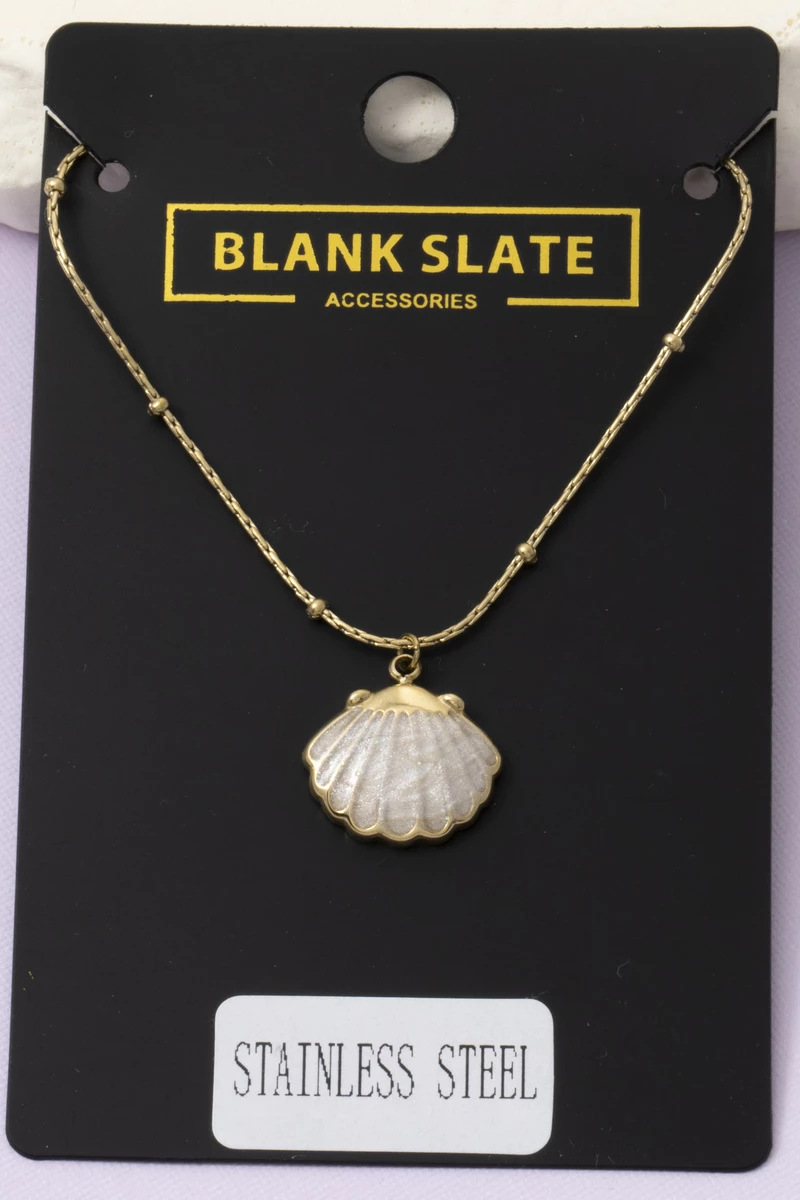 Stainless Steel Scallop Shell Pendant Necklace