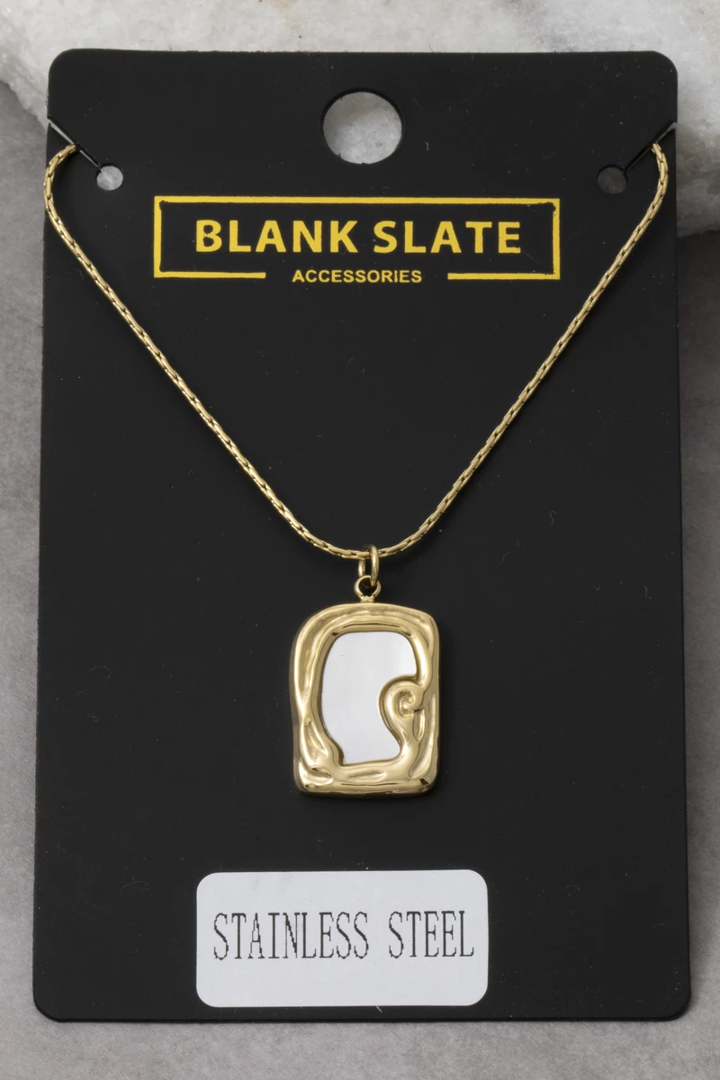 Stainless Steel Mother Of Pearl Pendant Necklace