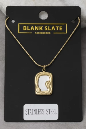 Stainless Steel Mother Of Pearl Pendant Necklace