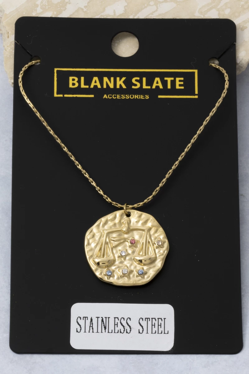 Stainless Steel Zodiac Coin Pendant Necklace