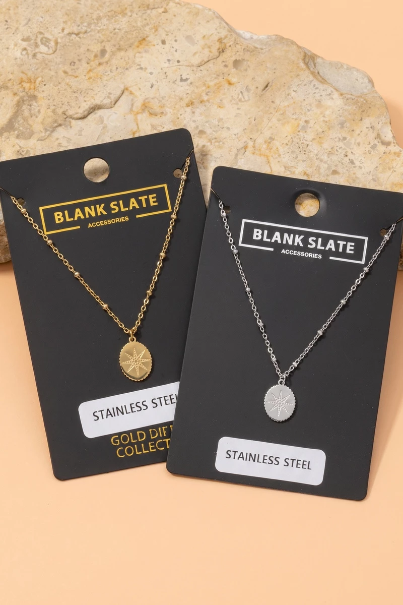Gold Dipped Starburst Medallion Pendant Necklace