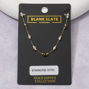 Gold Dipped Glass Bead Station Necklace