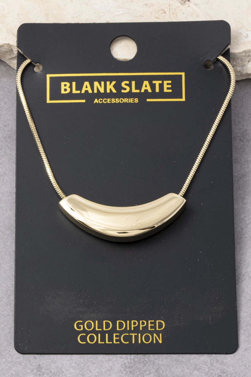 Gold Dipped Curved Tube Pendant Snake Chain Necklace