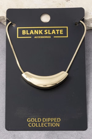 Gold Dipped Curved Tube Pendant Snake Chain Necklace