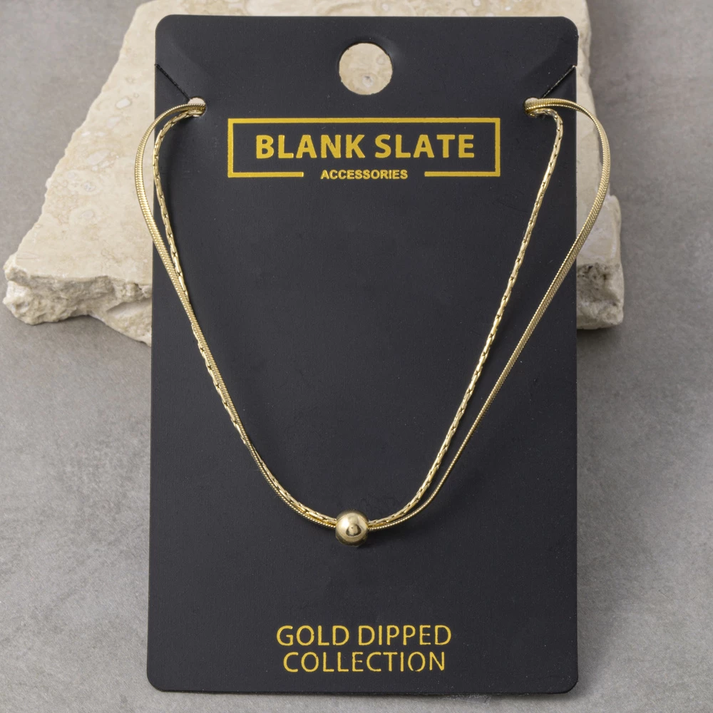 Gold Dipped Layered Ball Slide Chain Necklace