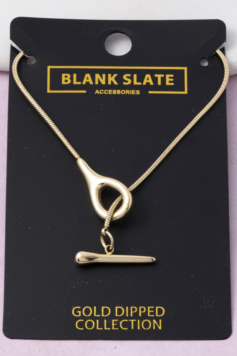 Gold Dipped Toggle Drop Lariat Necklace