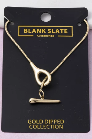 Gold Dipped Toggle Drop Lariat Necklace