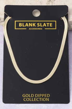 Gold Dipped Wide Herringbone Chain Necklace