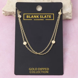 Gold Dipped Layered Disc Station Chain Necklace