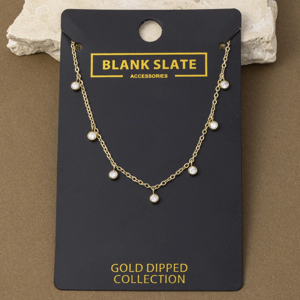 Gold Dipped Dangling Cz Charm Necklace