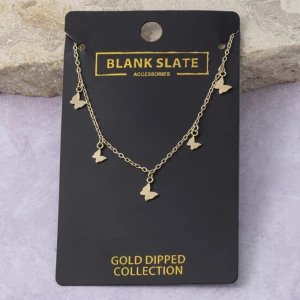 Gold Dipped Butterfly Charm Dangle Necklace