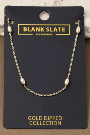 Gold Dipped Oval Bead Station Dainty Necklace