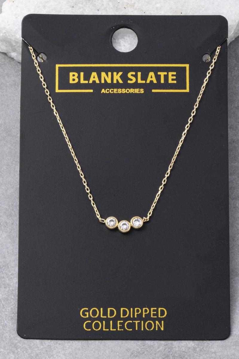 Gold Dipped Triple Bezel Cz Dainty Necklace