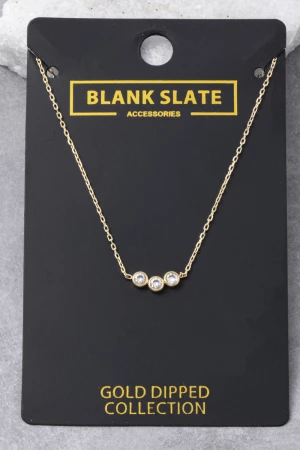 Gold Dipped Triple Bezel Cz Dainty Necklace