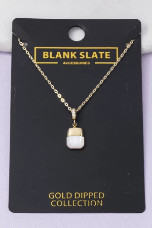 Gold Dipped Square Mother Of Pearl Pendant Necklace