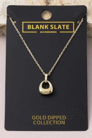 Gold Dipped Puffed Open Loop Pendant Necklace