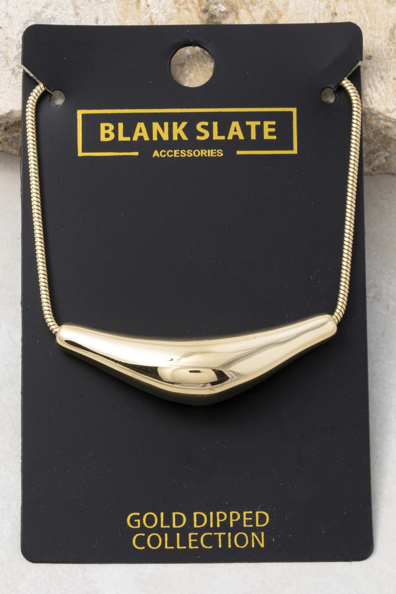Gold Dipped Curved Bar Centerpiece Snake Necklace